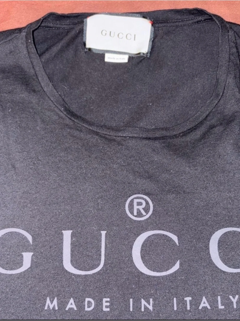 Gucci Black Short-Sleeve Tee with Light Gray Logo
